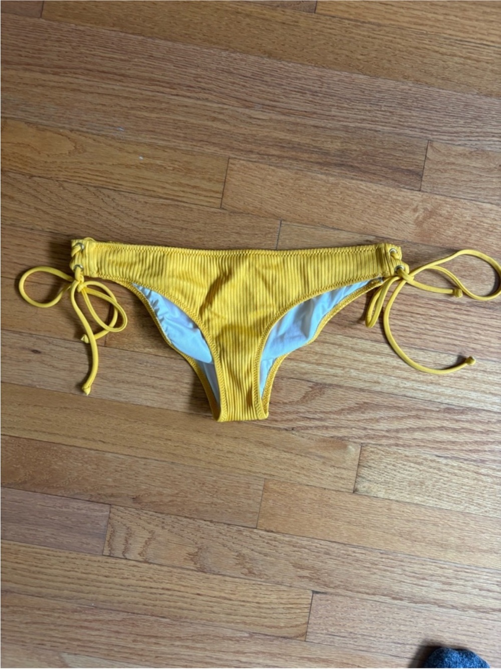 Victoria's Secret Yellow Ribbed String Bikini - Picture 5 of 10